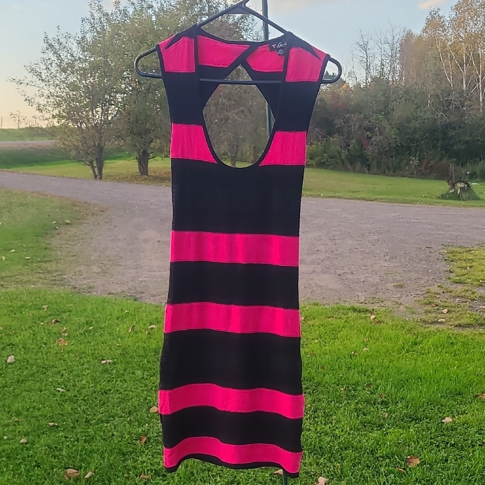 Guess Black and Pink Backless Dress